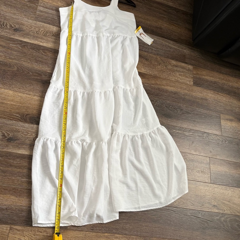 Black Bow White Tiered Maxi Dress NWT Flowy Elastic Back Resort (S) - Picture 13 of 16